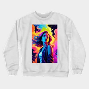 An Illustration of a Woman's Psychedelic Vision - colorful Crewneck Sweatshirt